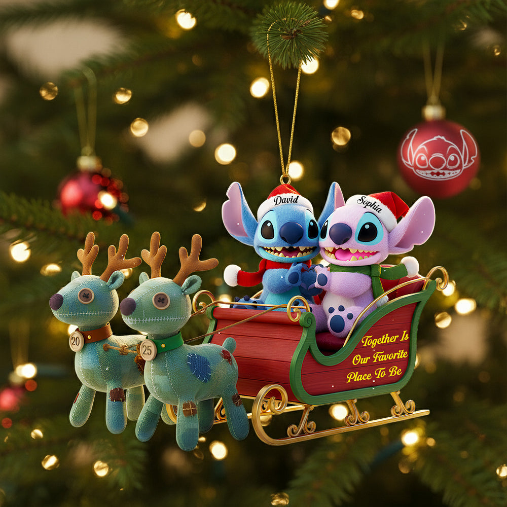 Couple Christmas Sleigh Christmas Ornament Personalized Gifts For Couple 03TGDT240925