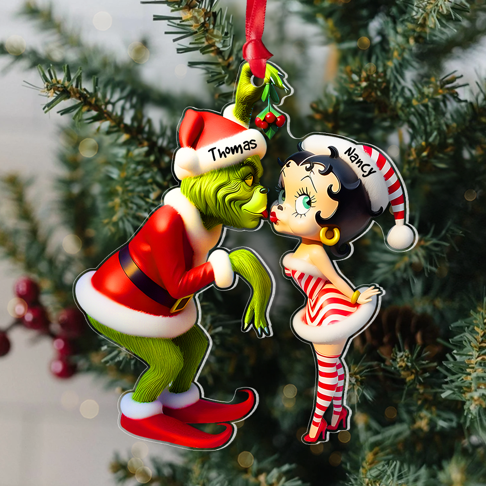 Personalized Gifts For Couple Christmas Ornament Kiss Under The Mistletoe 05xqpu061124 - Ornament - GoDuckee