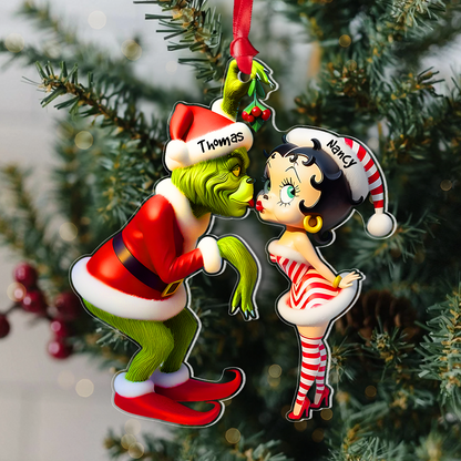 Personalized Gifts For Couple Christmas Ornament Kiss Under The Mistletoe 05xqpu061124 - Ornament - GoDuckee