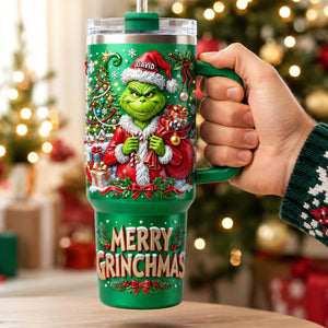 Unique Santa 40oz Tumbler With Handle - Personalized Gifts 07TYQN280826