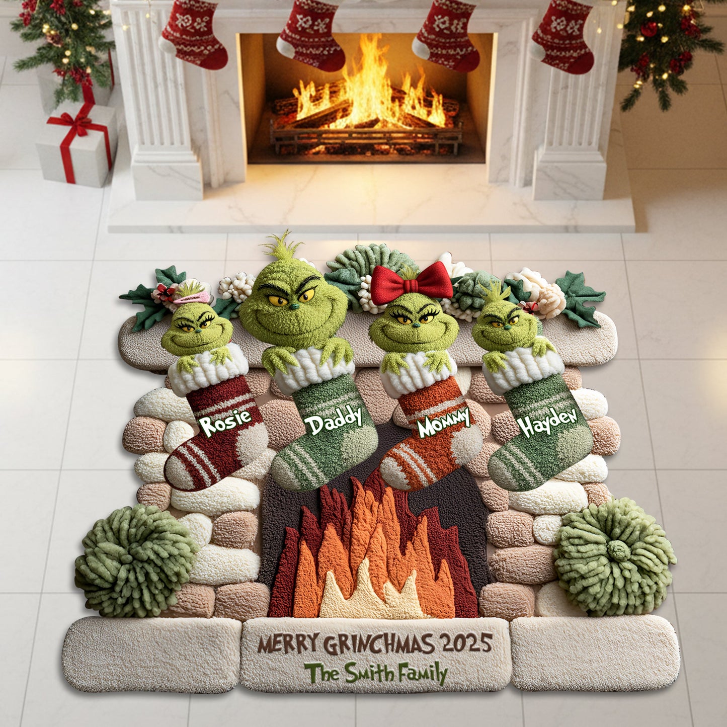 Holiday Stockings Family Door Mat - Personalized Gifts For Family 05TGLU250925
