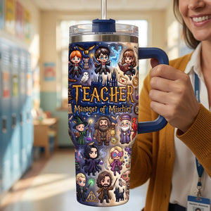 Fancy Teacher 40oz Tumbler With Handle, Personalized Gifts For Teacher 03qhdt230726