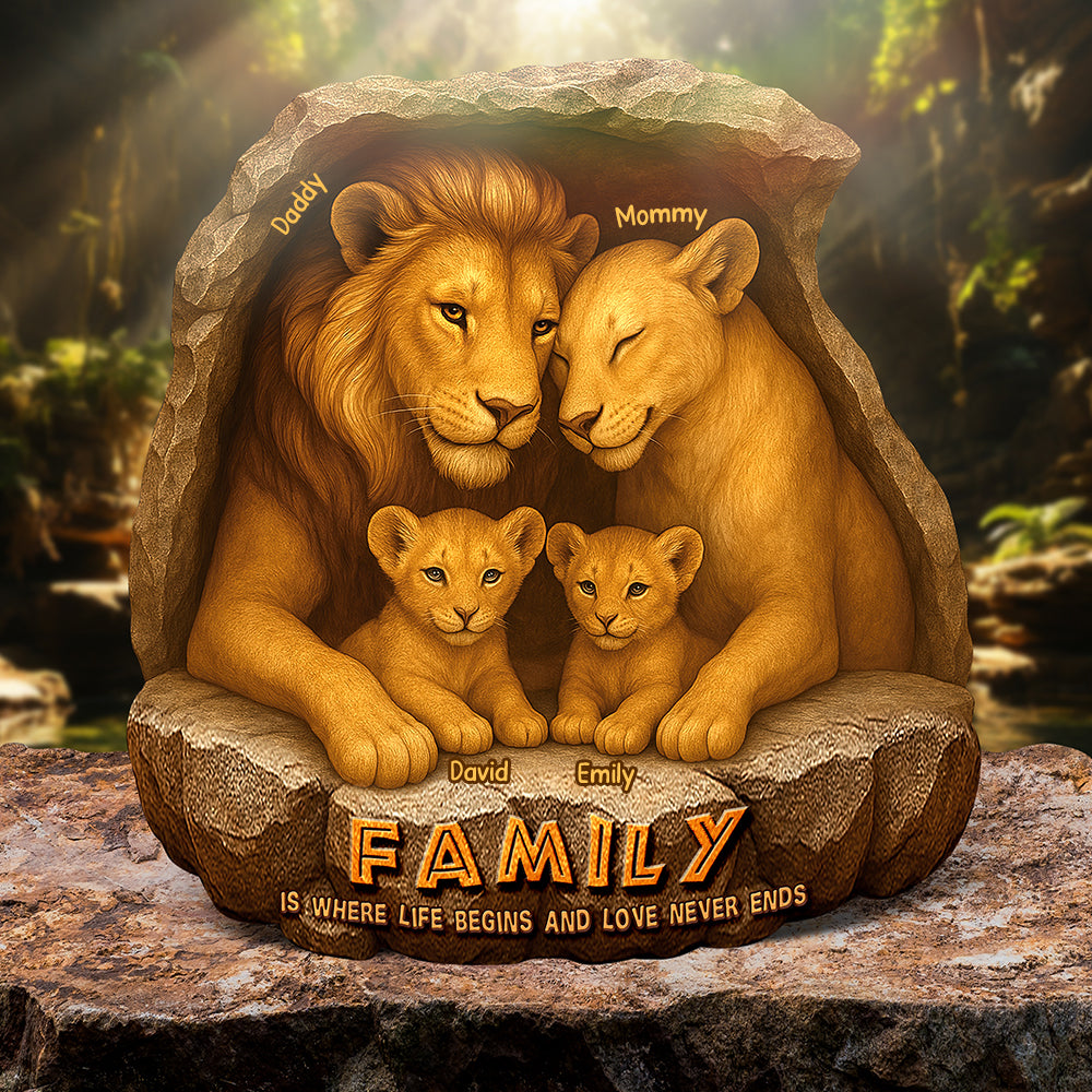 Personalized Gifts For Family Plaque Lion Mom And Dad 05XQQN040425 - Shaped Plaques - GoDuckee