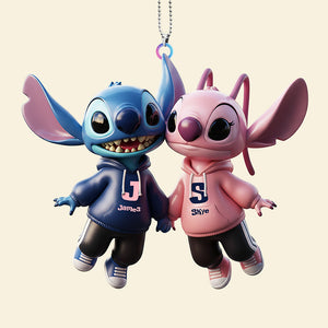 Blue Alien Couple Car Hanger Ornament - Personalized Gifts For Couple 04hyta281125