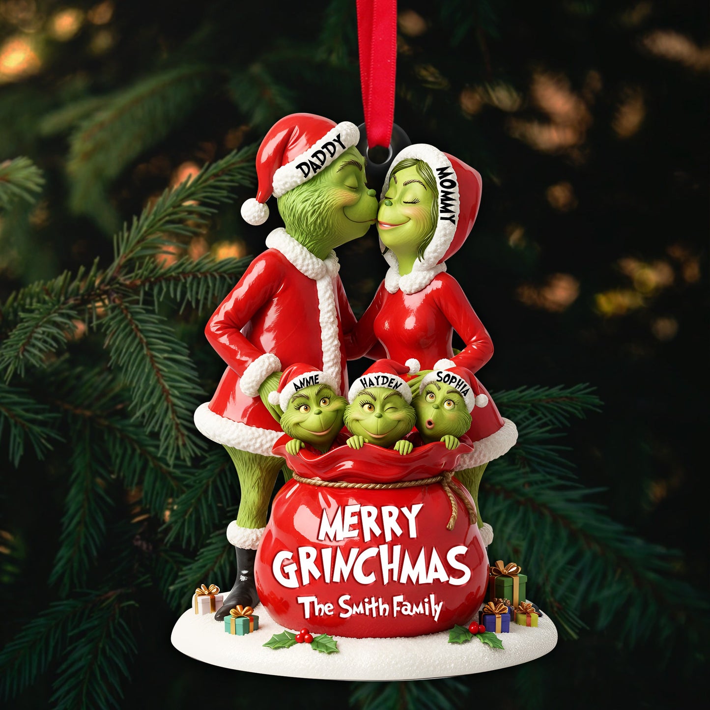 Festive Family Love Ornament - Personalized Christmas Gift For Family 02NALU150925