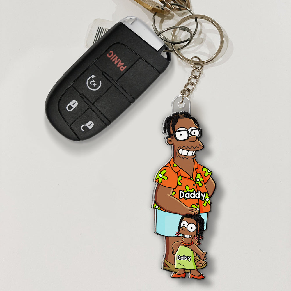 Funny Dad & His Little Ones Acrylic Keychain - Personalized Gifts For Father 01QHHU160525PA-Homacus