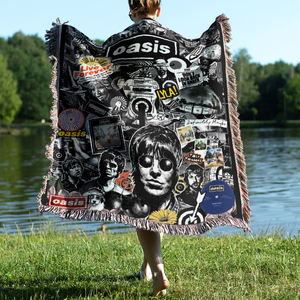 The Oasis Band Vintage Woven Blanket - Personalized Gifts For Music Lovers 03HUDH241026