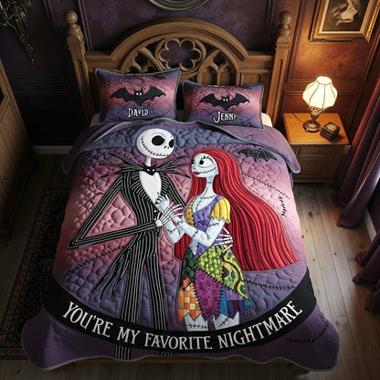 Enthusiastic Halloween Couple Quilt Bed Set, Personalized Gifts For Couple 02qhtn090825