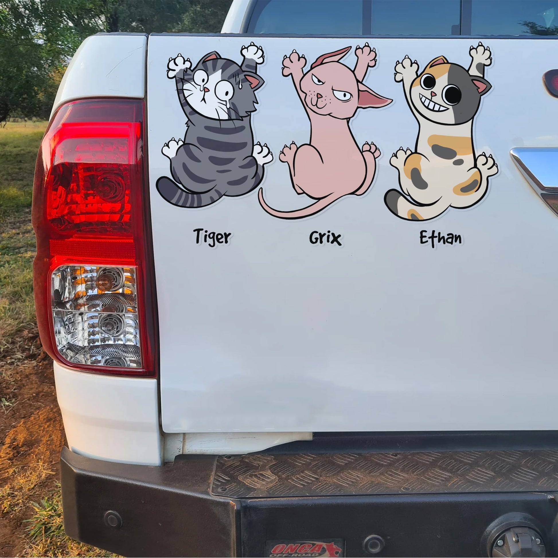 Personalized Gifts For Cat Lovers Car Decal, Funny Cat Hanging Climbing 03qhtn080724-Homacus
