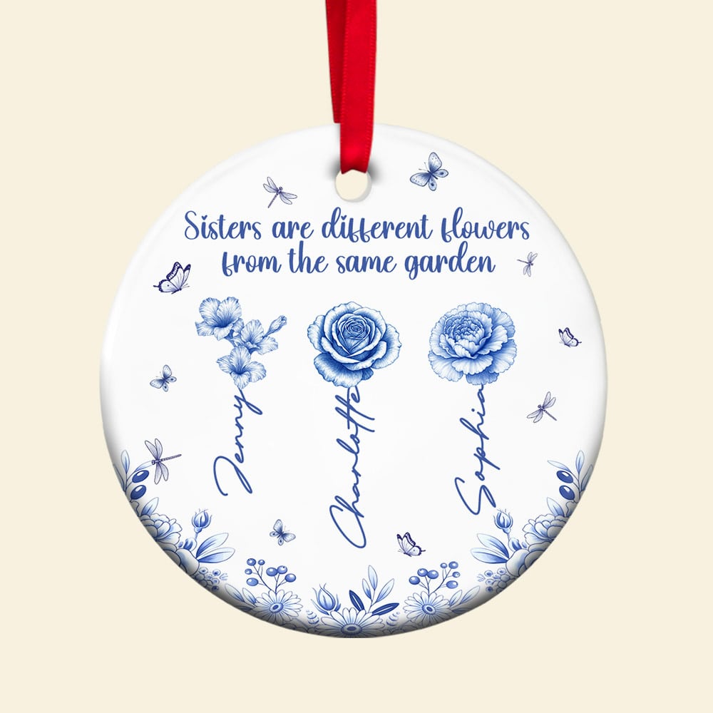 Birth Month Flowers Personalized Gifts For Besties Christmas Ceramic Ornament 03pgtn230825 - Ornament - GoDuckee