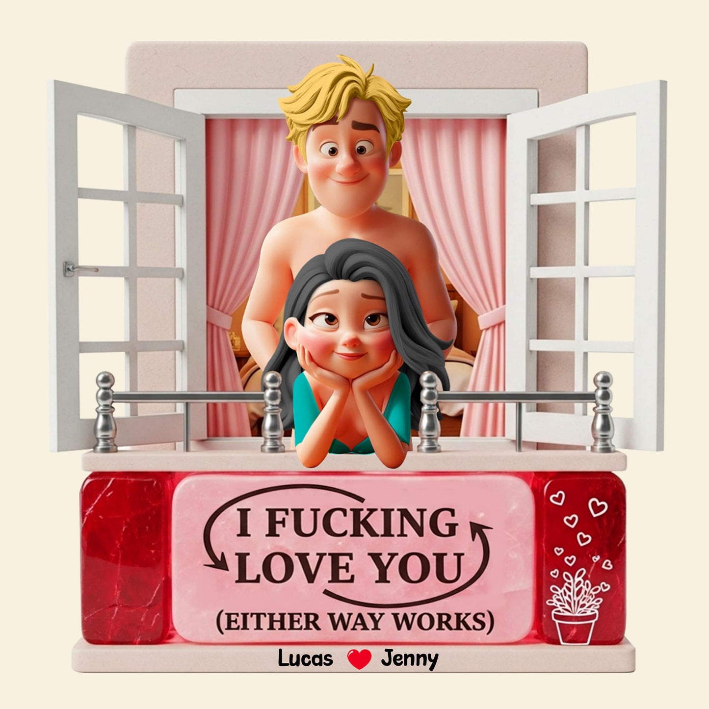 Personalized Gifts For Naughty Couple Acrylic Plaque, Cartoon Character 04tgtn180625 - Shaped Plaques - GoDuckee