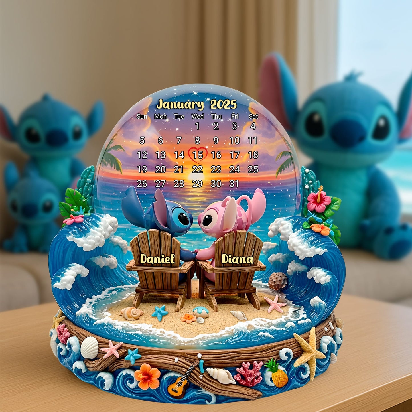 Cartoon Beach Couple Acrylic Plaque Personalized Gifts 02tolu260625