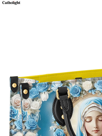 Catholight  Our Lady of Roses Leather Handbag - Divine Grace in Art