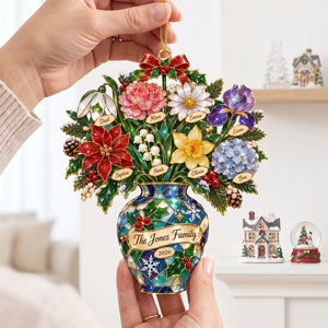 Family Birth Month Flower Ornament, Personalized Gifts For Family 01QHTN100926