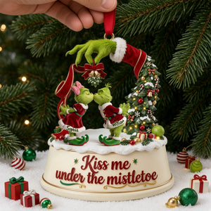 Mischievous Kiss Under The Mistletoe Acrylic Ornament - Personalized Christmas Gifts For Couples 04tolu030926