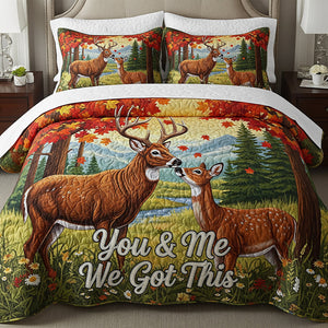 Deer Couple Personalized Gifts For Couple Quilt Bed Set You And Me We Got This 04natn110725