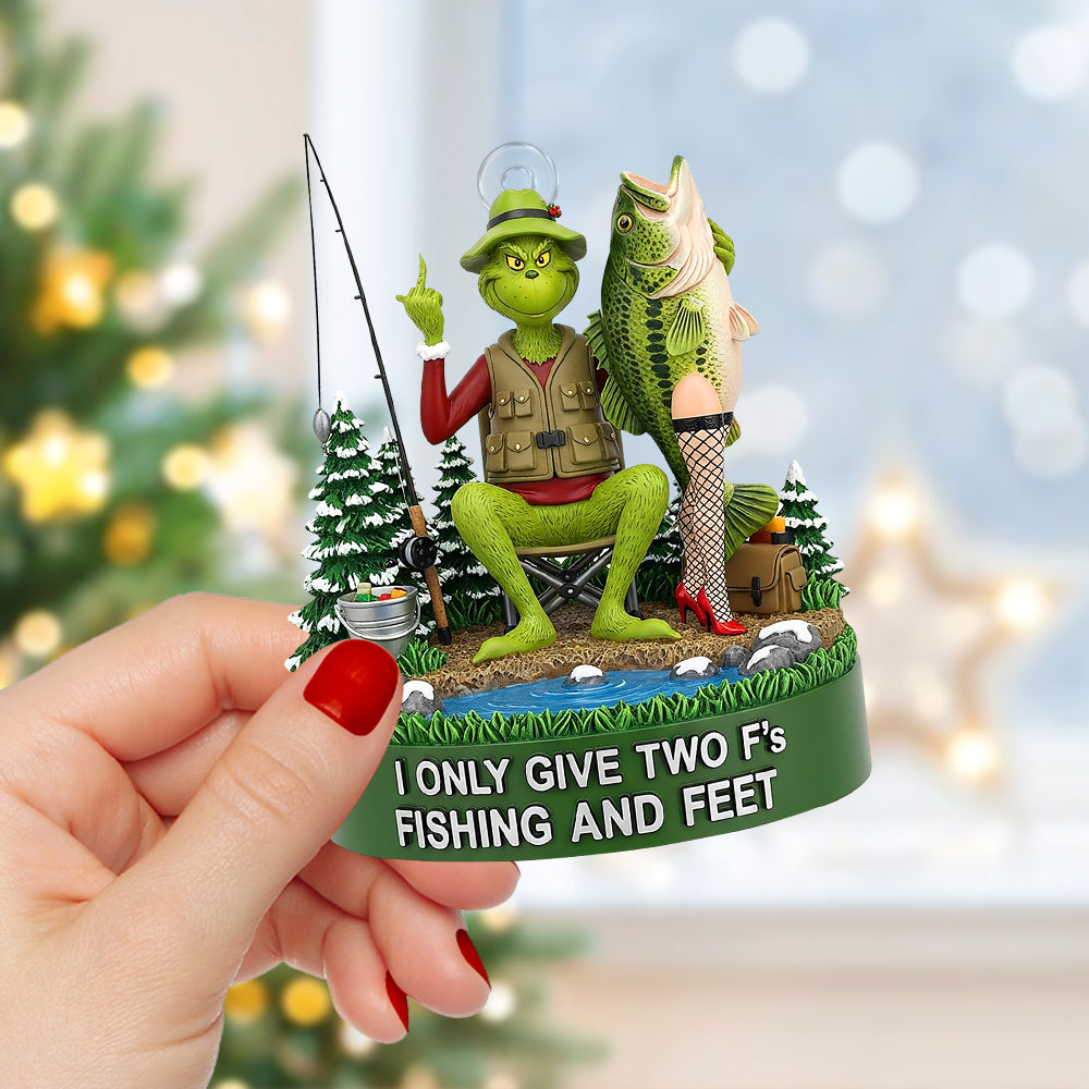 Fishing & Feet Christmas Ornament, Personalized Gifts For Fishing Lover 03qhqn290825
