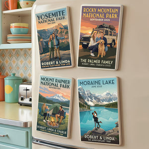 Memorable Trips Retro Fridge Magnet, Custom Photo Gifts For Camper, Hiker, Trekkers, Outdoor Enthusiasts 03qhdt241225