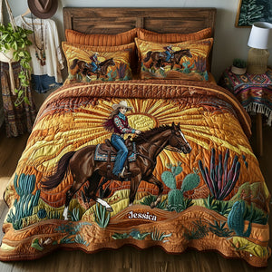 Desert Sunset Cowgirl Quilt Bedding Set Special Line - Personalized Gifts For Cowgirl 05nalu191225