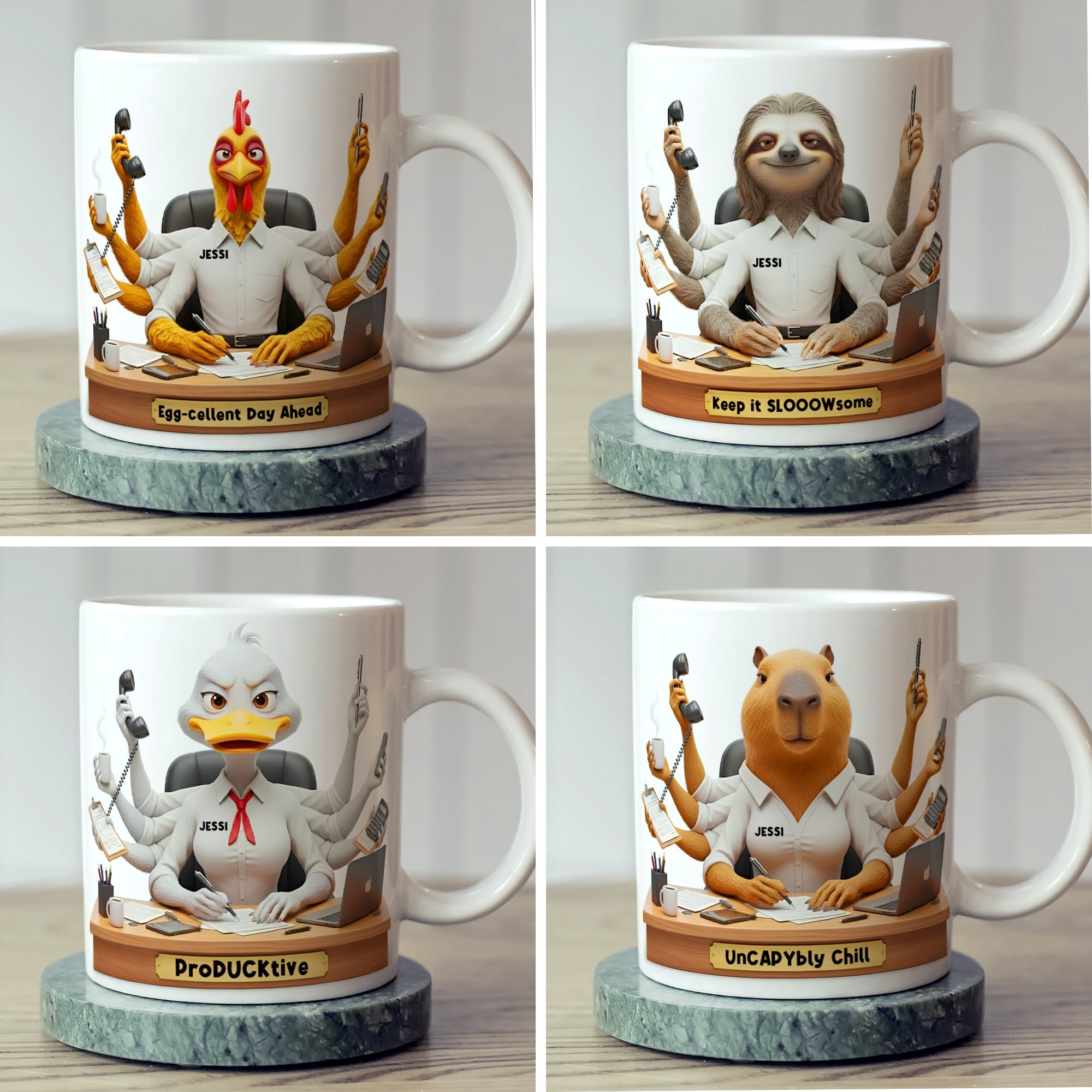 Funny Overworked Animal Office Coffee Mug - Personalized Gifts For Officers 05TOLU1311425