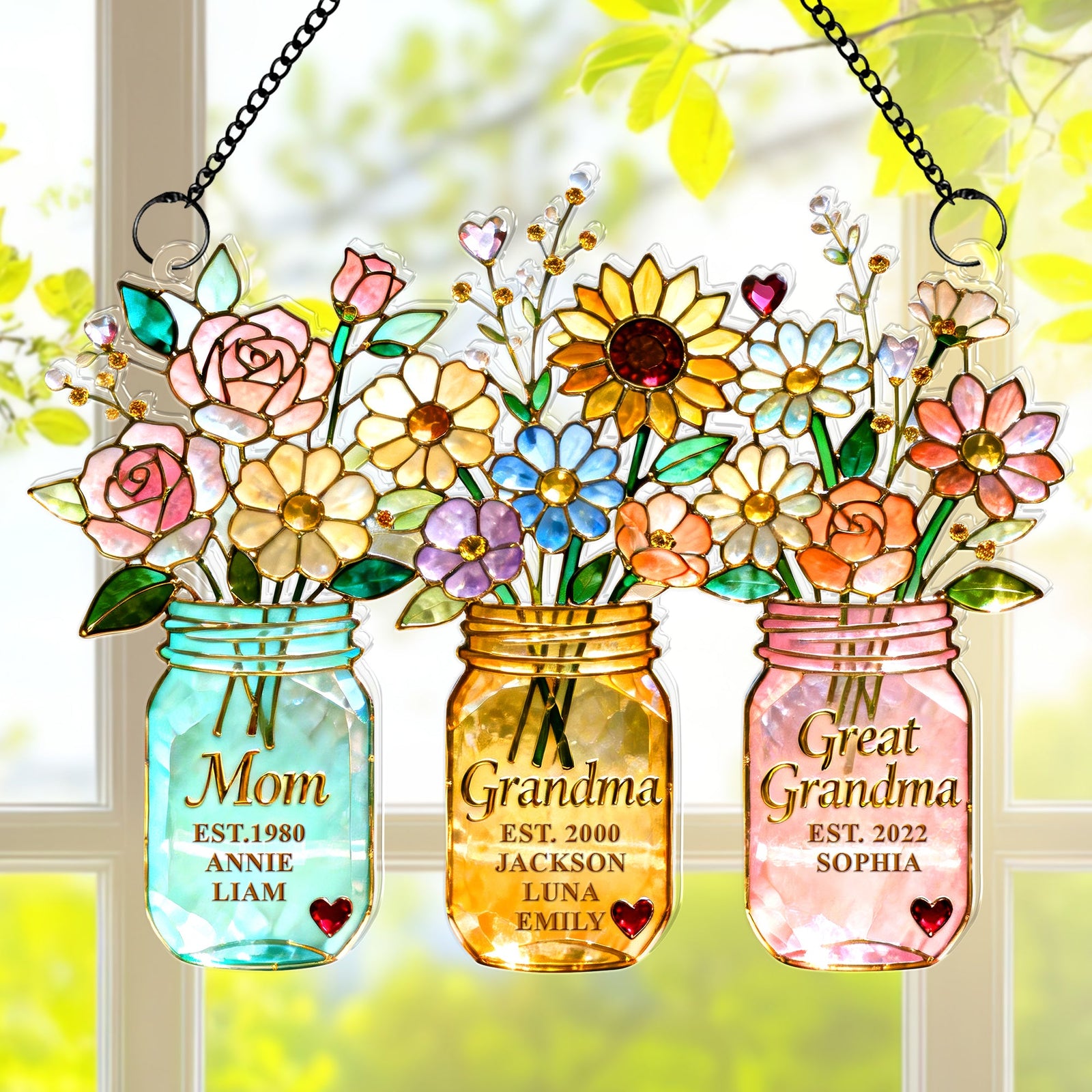 Mom Flower Suncatcher Ornament - Personalized Mothers Day Gifts 02NAQN100226