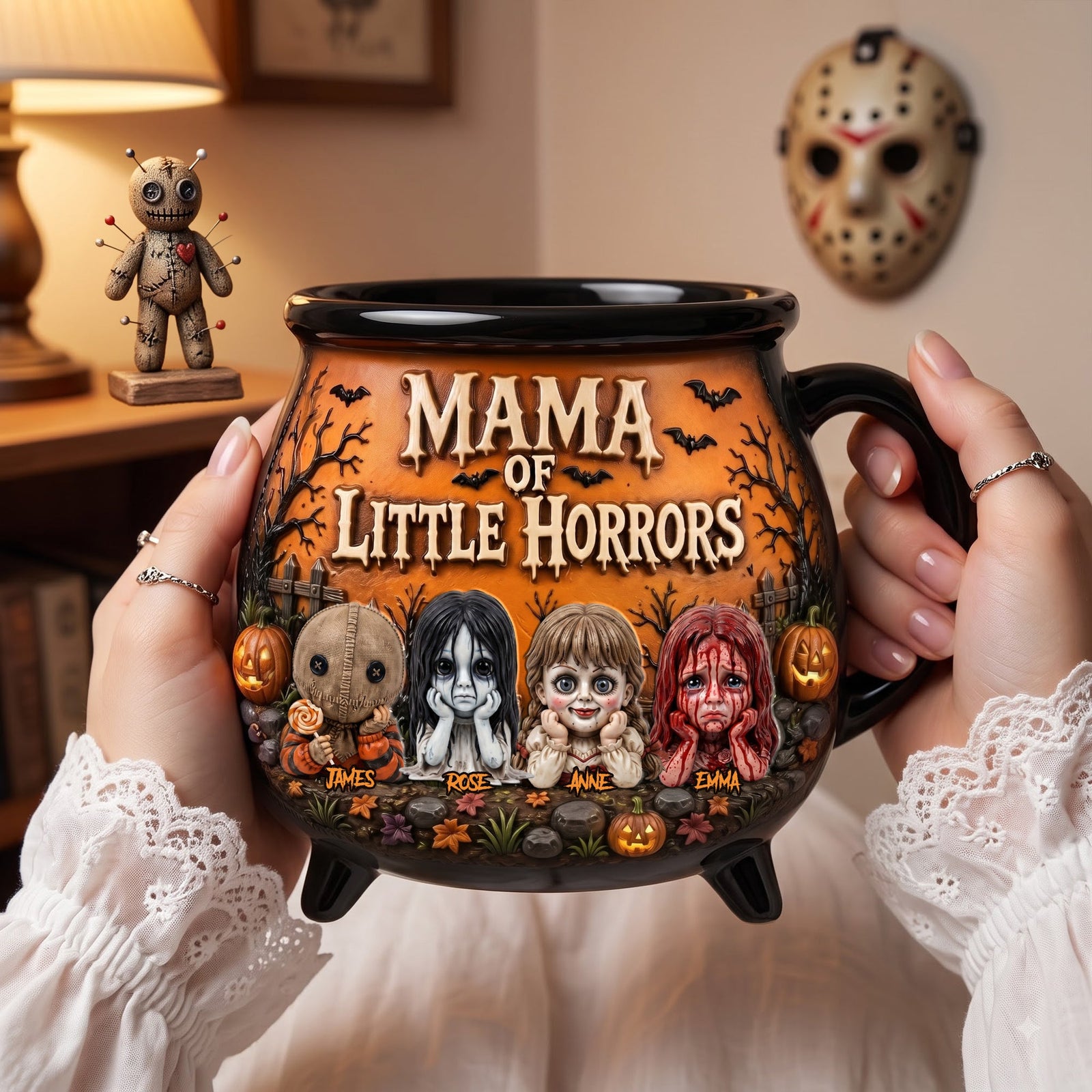 Mama’s Creepy Crew Cauldron Mug - Personalized Halloween Gifts 02tylu200826