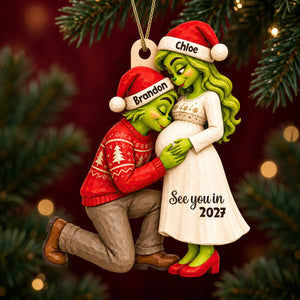 Furry Naughty Couple Pregnancy Announcement Baby Bump Ornament - Personalized Christmas Gifts For Couples 01tydt201026