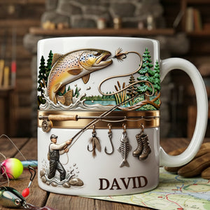Hooked on Fishing White Coffee Mug - Personalized Gift For Fishing Lovers 02PALU201225