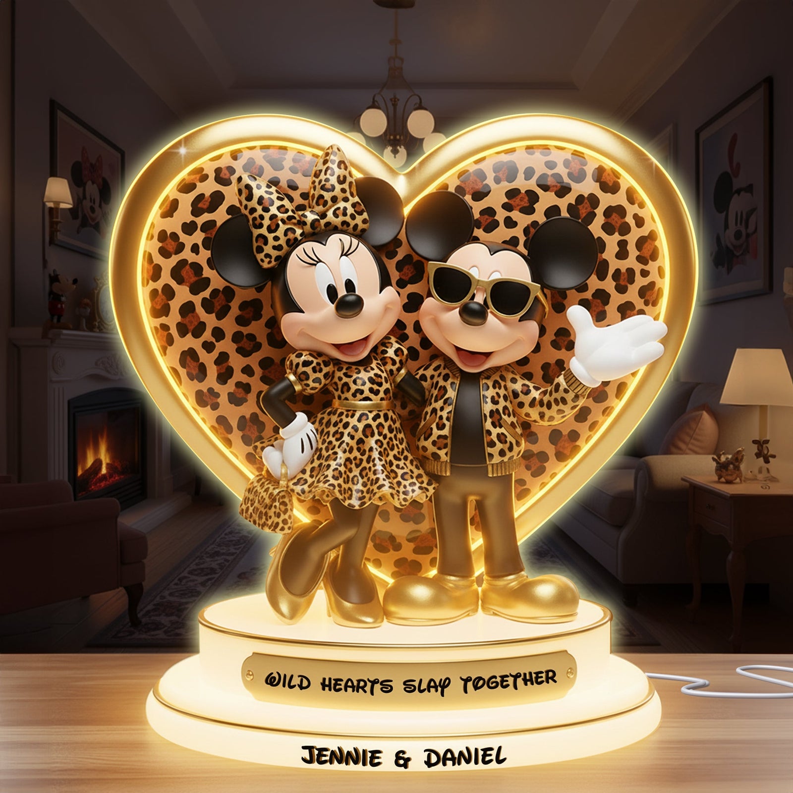Leopard Wild Hearts Light Box - Personalized Gift For Couples 05PGLU281125