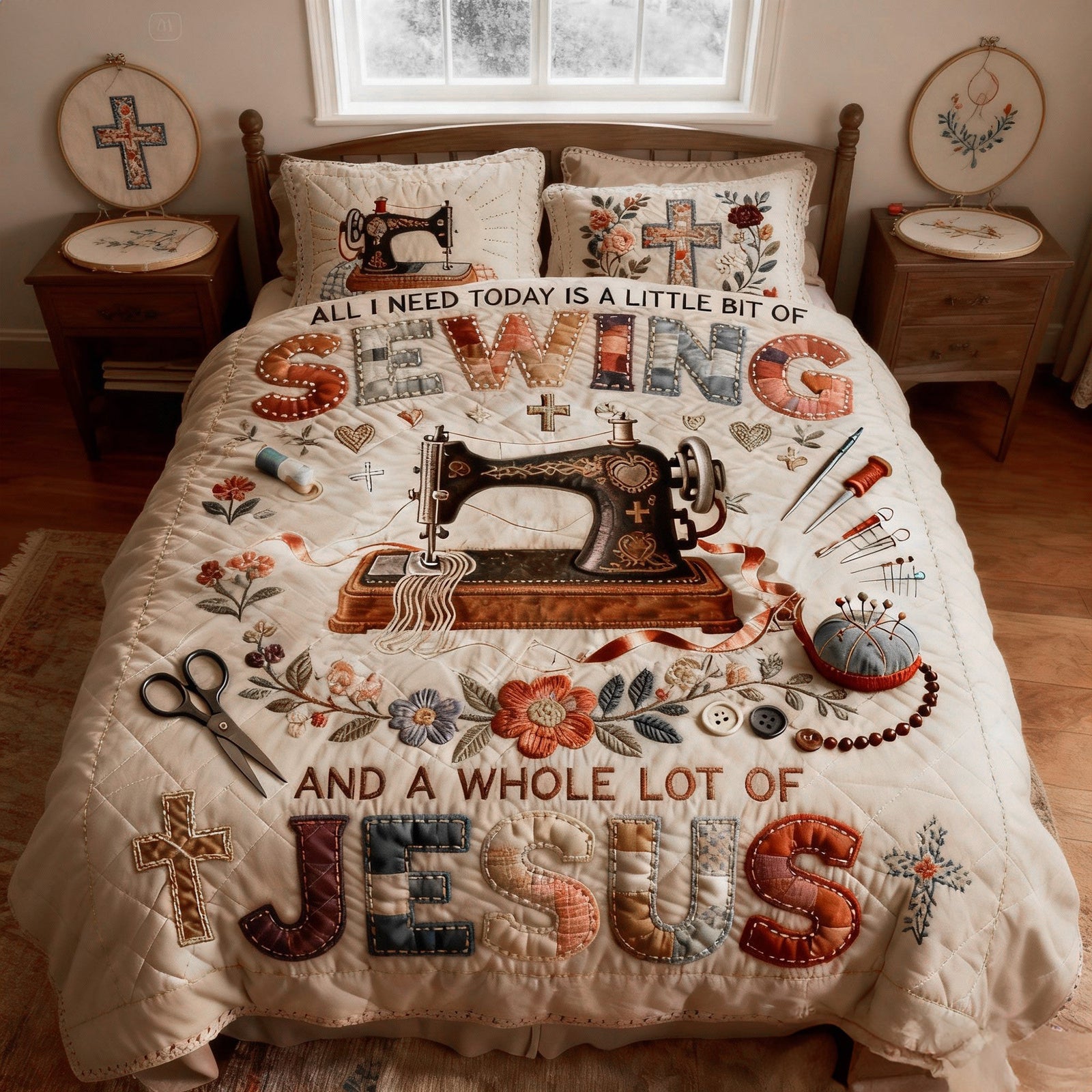 Sewing With Faith Quilt Bed Set – Christian Gift For Sewing Lovers 05PALU231225