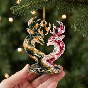 Old Buck And his Sweet Doe Marble Effect Ornament, Personalized Gifts For Couple 06QHLU141026