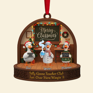 Teacher Goose Coworker Acrylic Christmas Ornament - Personalized Gifts For Coworker 01nata061125