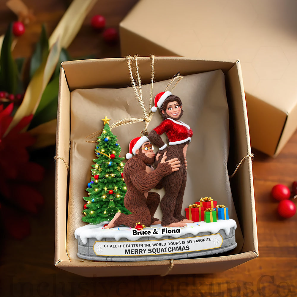 Playful Bigfoot Couple Ornament -  Personalized Christmas Gift For Couples 01OHLU160925