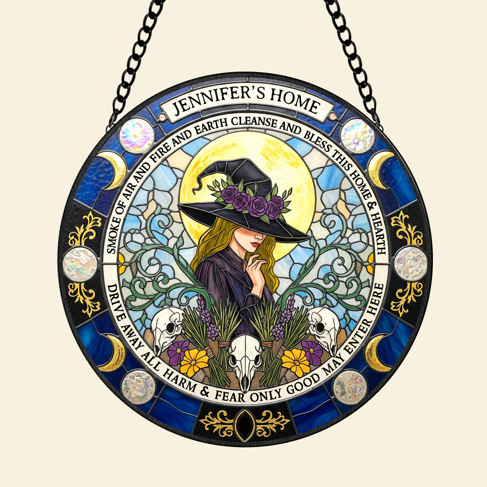 Blessings Witch House Stained Glass Suncatcher, Personalized Gifts For Witch Lovers 01qhtn080825