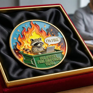Funny Raccoon Dumpster Printed Metal Coin - Personalized Gifts For Office Workers 05naqn030326