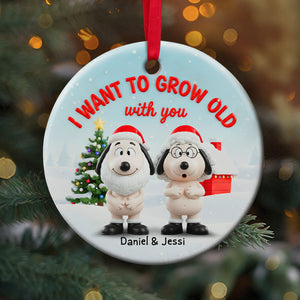 Old Santa Couple Ceramic Ornament - Personalized Christmas Gifts For Couples 02OHLU021025