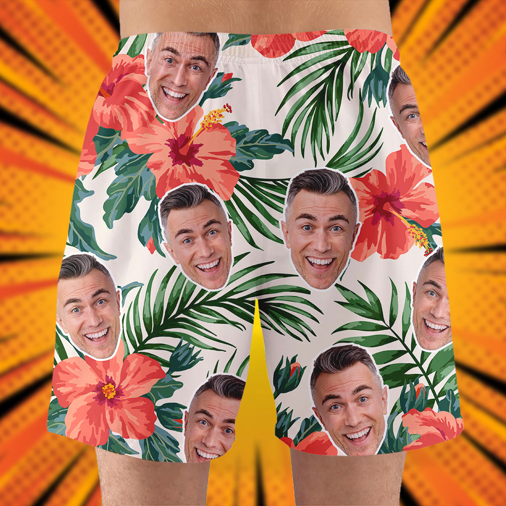 Custom Hawaiian Shirt and Beach Shorts, Gift For Him, Laughing Man - Hawaiian Shirts - GoDuckee
