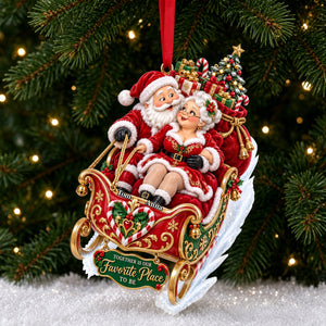 Xmas Santa Couple Riding in A Santa Sleigh Acrylic Ornament - Personalized Christmas Gifts For Couples 07qhlu140926