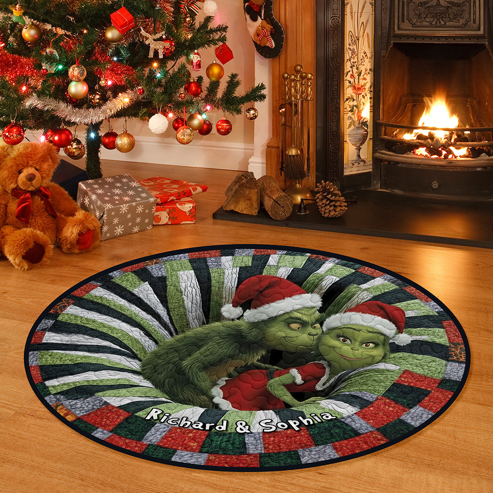 Funny Couple Quilted Round Mat - Personalized Gifts For Couple 02naqn250925