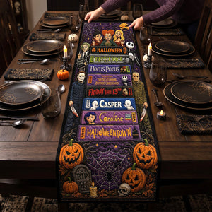 Fright Night Quilted Table Runner - Personalized Halloween Gifts For Family 04natn200826