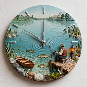 Personalized Gifts For Fishing Lovers Acrylic Hanging Wall Clock 06totn261225