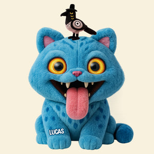 Blue Mischief Cat Shaped Pillow Personalized Gifts 03natn081125