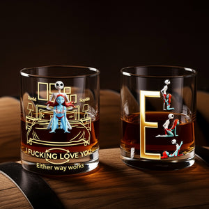 Playful Skeleton Couple Round Glass - Personalized Gifts For Couples 06OHLU241125