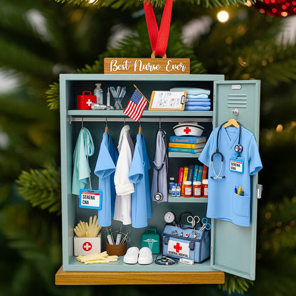Nurse Festive Locker Christmas Ornament, Personalized Gifts For Nurse 02qhdt090925 - Ornament - GoDuckee