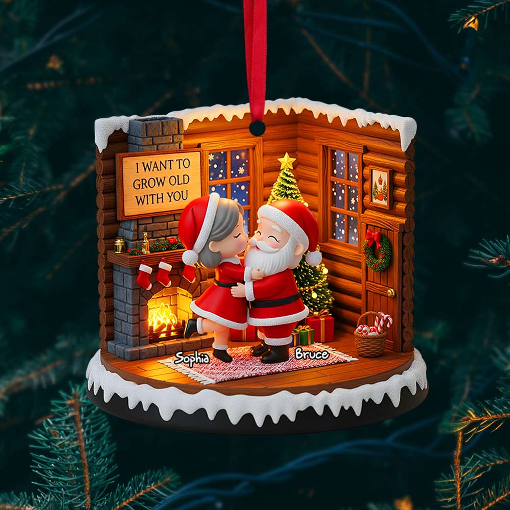 Santa Couple Christmas Ornament - Personalized Gifts For Couple 06PGLU090825