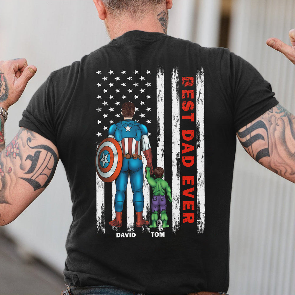 Father and Son American Flag Shirt Super Dad T-Shirt -  Best American Dad Ever For Father's Day