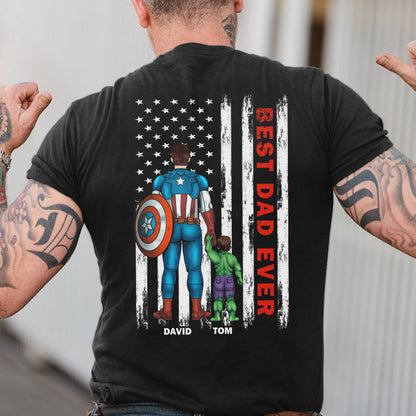Father and Son American Flag Shirt Super Dad T-Shirt -  Best American Dad Ever For Father's Day