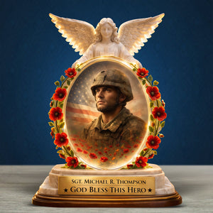 God Bless This Hero - Veteran Memorial Light Box - Custom Photo Gifts For Heaven 03tyqn070426