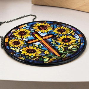 Christ Sunflower Stained Glass - Personalized Gifts For Christian  011HUDT050325