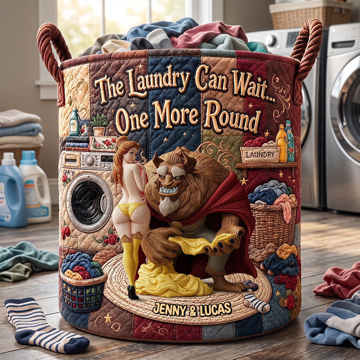A Little Naughty Together - Personalized Gifts For Couples Quilted Laundry Basket 05OHTN110726